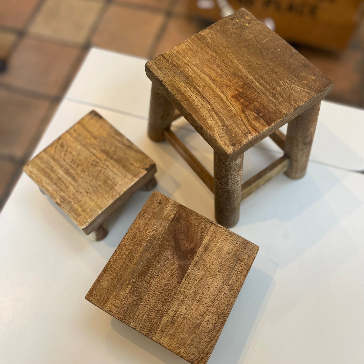 Heirloom Wooden Pedestal Stools