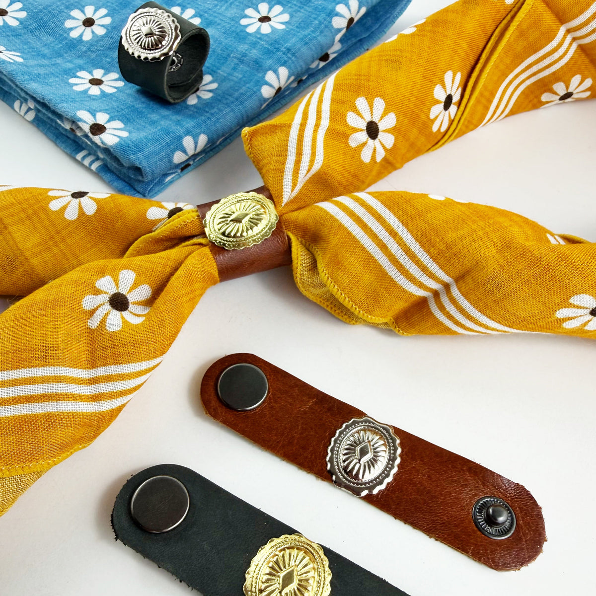 “Out West” Leather Bandana Slide