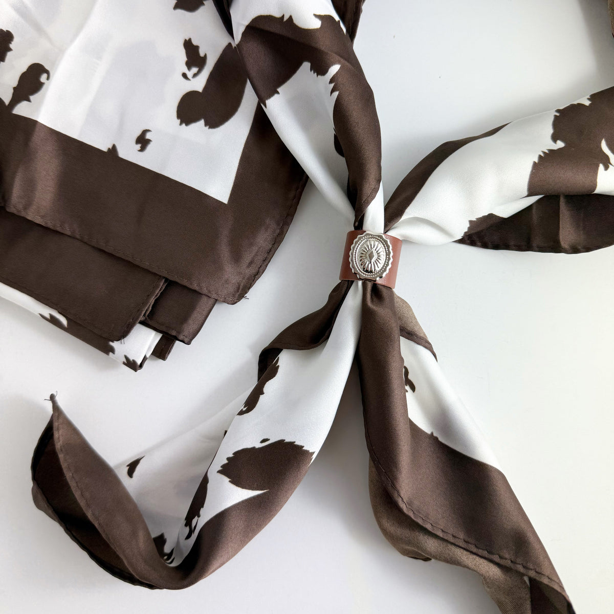 “Graze” Cow Print Bandana Scarf