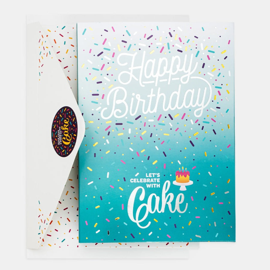 InstaCake Card - Happy Bday Teal - Vanilla