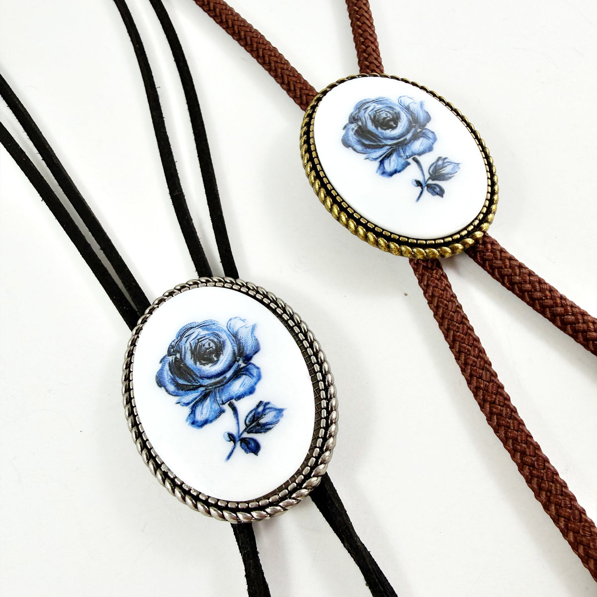 “Blue Rose” Vintage Bolo Tie