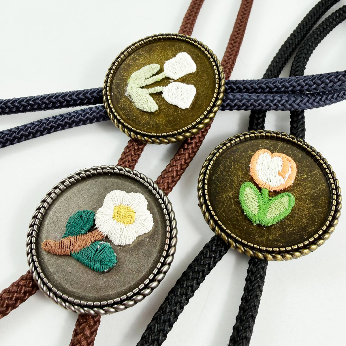 “Wildflower” Embroidery Bolo Ties