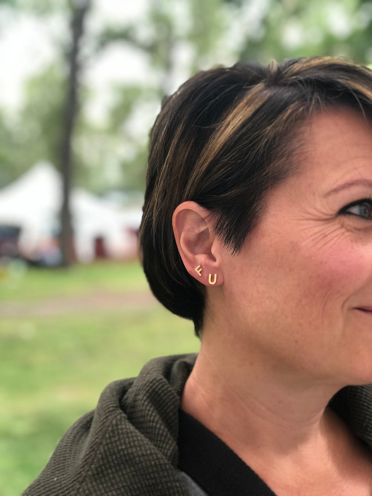 “FU” Stud Earrings