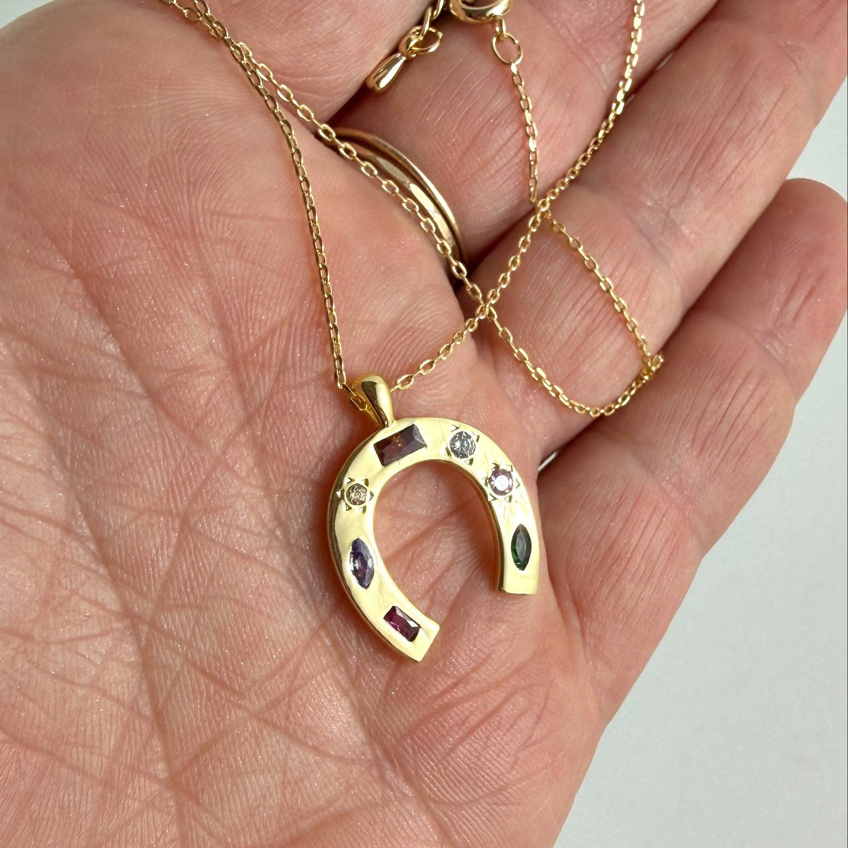 “Lucky Gem” Horseshoe Necklace