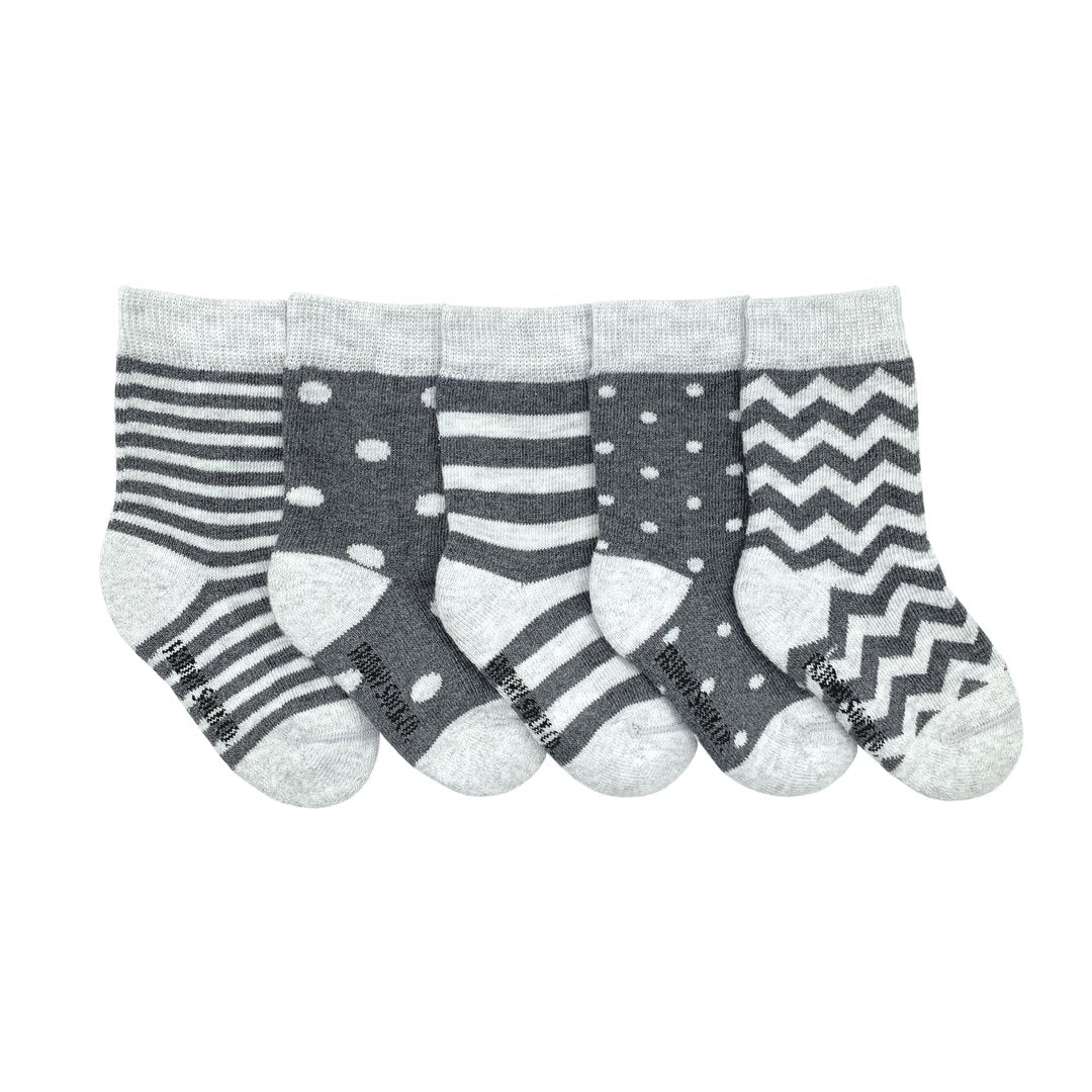 Baby Socks - Grey Pattern (5-pack)