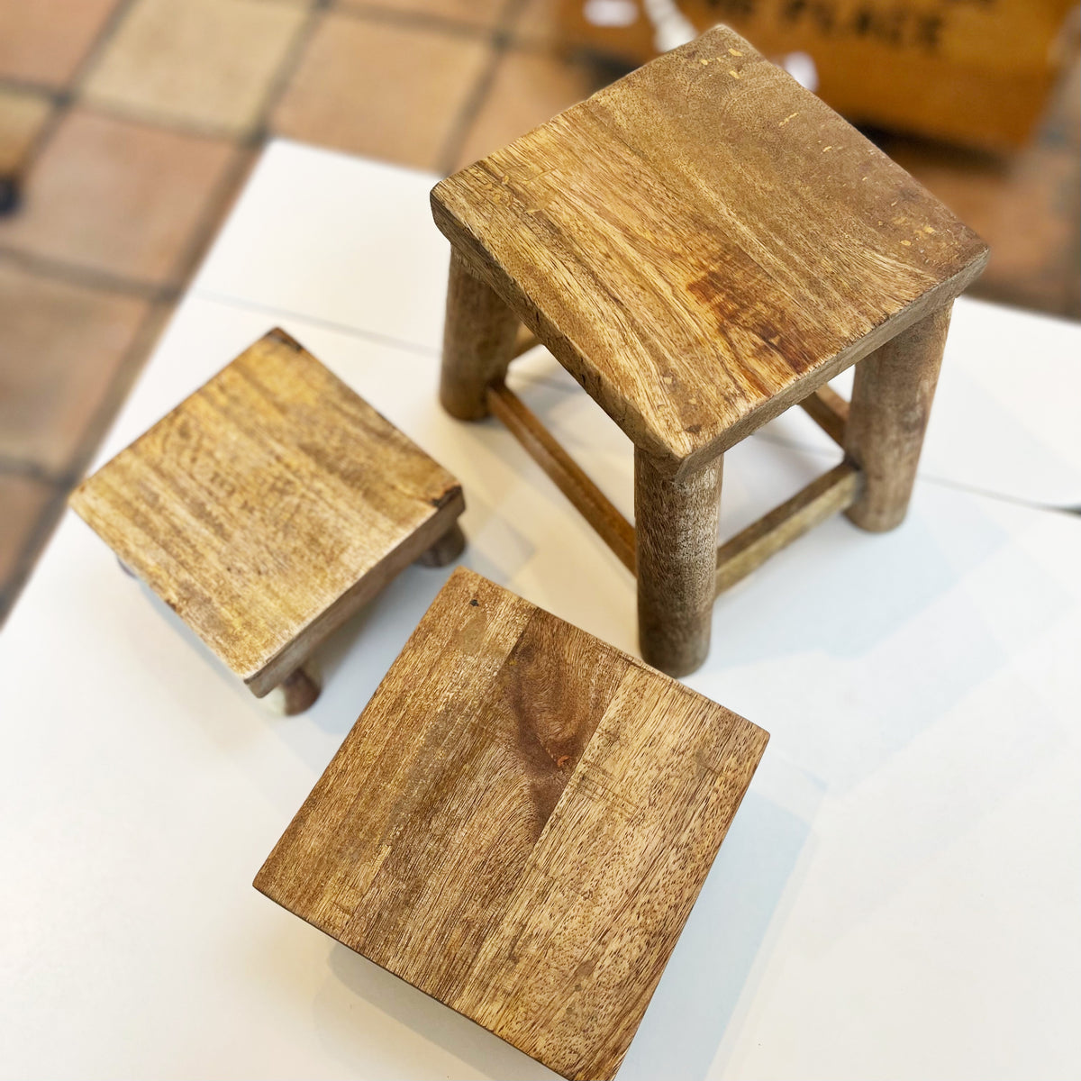 Heirloom Wooden Pedestal Stools