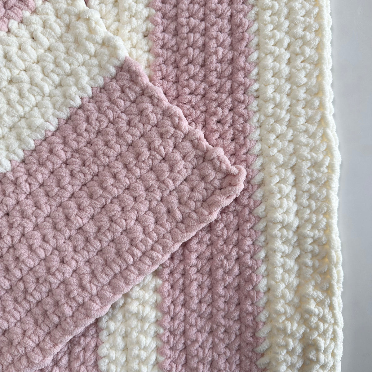 Baby Blanket - Dusty Pink &amp; Cream Stripe