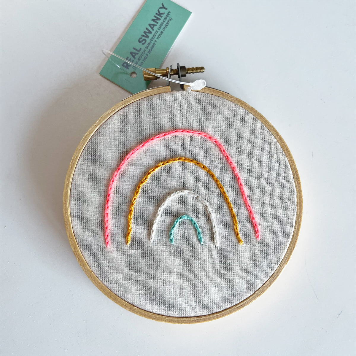 Little Rainbow Embroidery Hoop - Cream