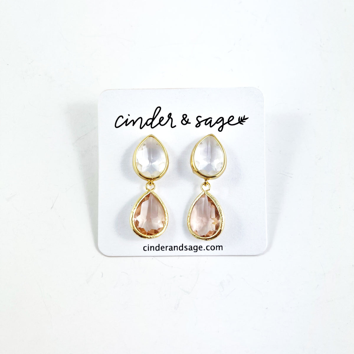 “Double Betty” Earrings - Clear &amp; Blush