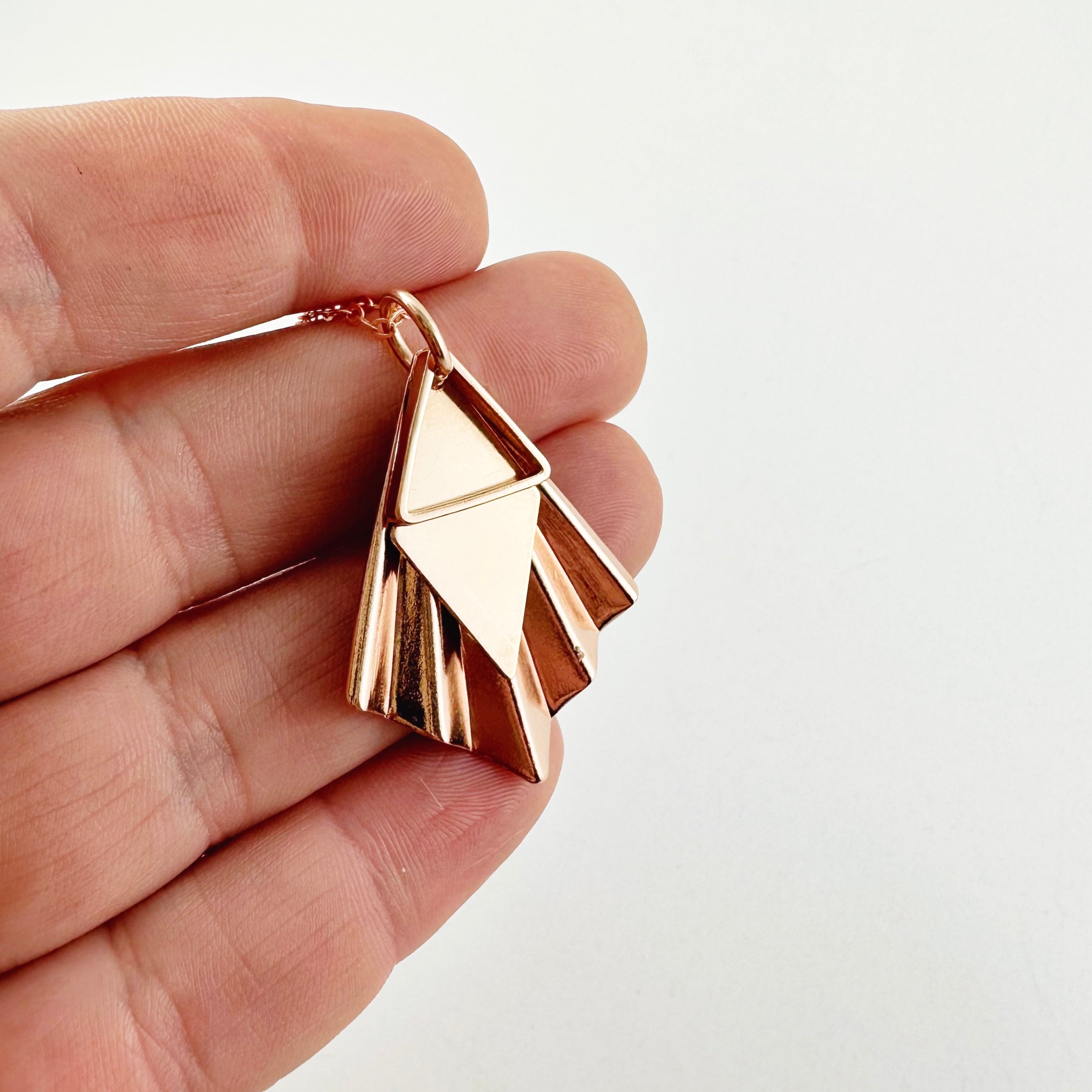 Rose gold deals triangle necklace